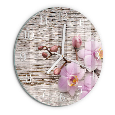 Ronde glazen klok Orchidee