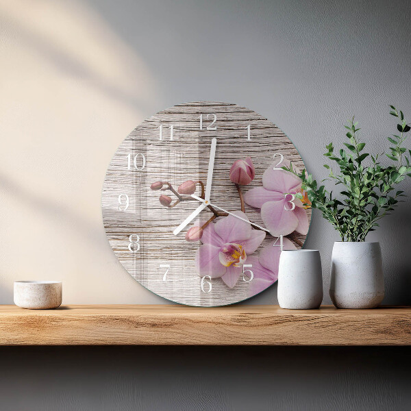 Ronde glazen klok Orchidee