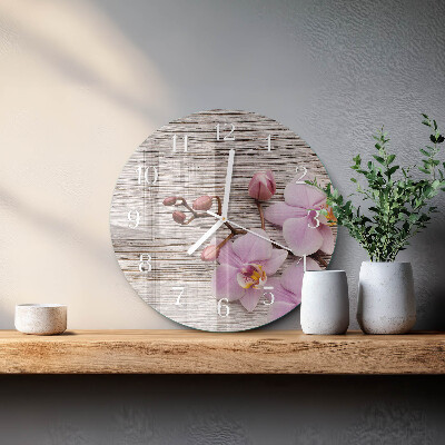 Ronde glazen klok Orchidee