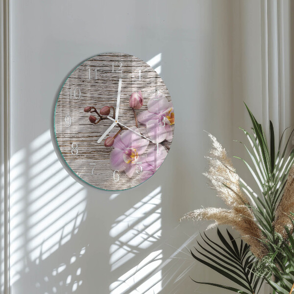 Ronde glazen klok Orchidee