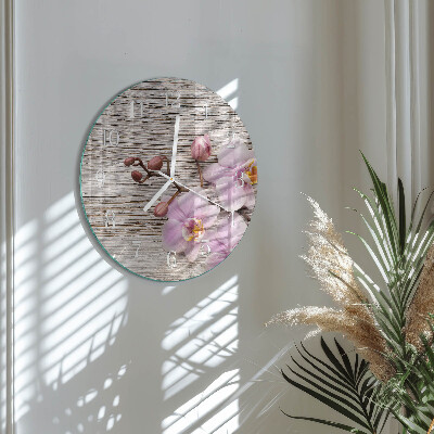 Ronde glazen klok Orchidee