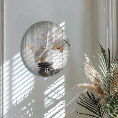 Ronde glazen klok Orchidee