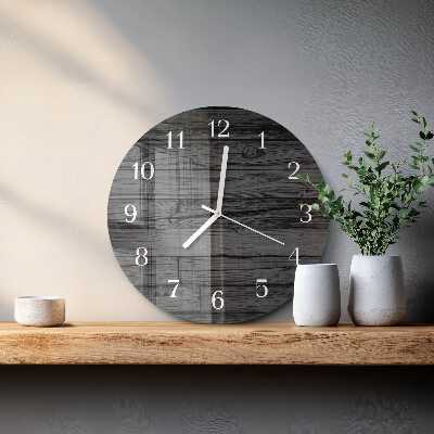 Ronde glazen klok Hout