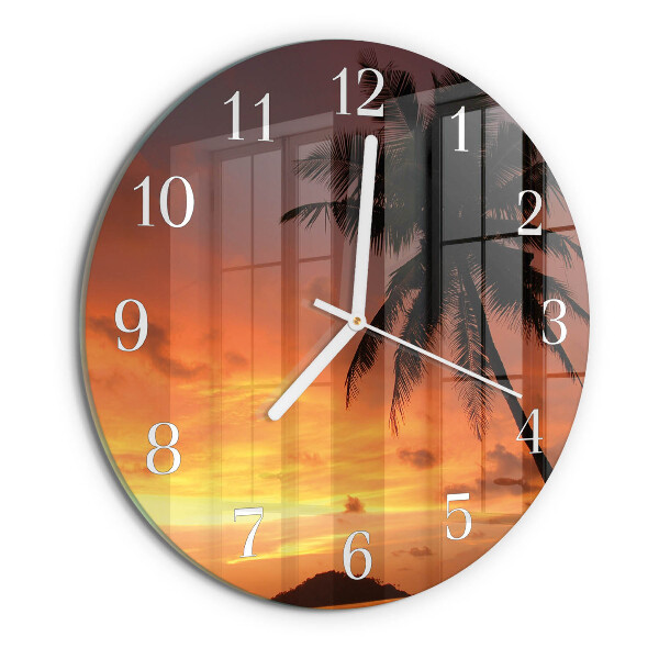Ronde glazen klok Palm