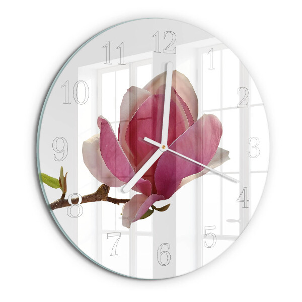 Ronde glazen klok Magnolia bloem