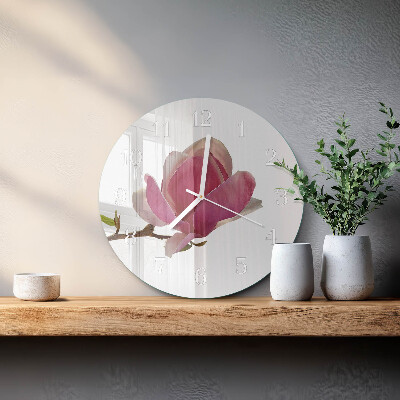 Ronde glazen klok Magnolia bloem