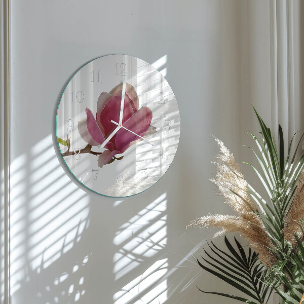 Ronde glazen klok Magnolia bloem