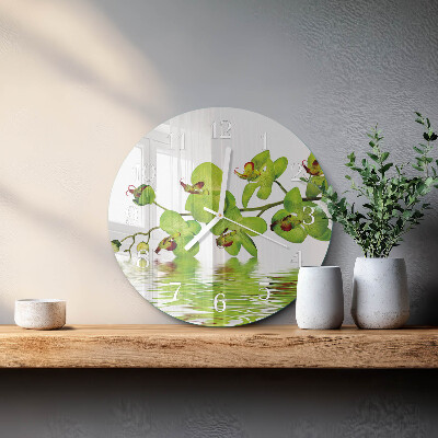 Ronde glazen klok Orchidee