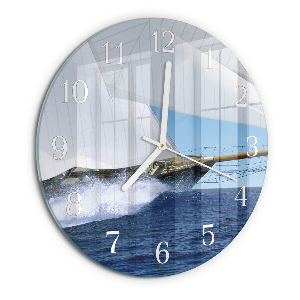 Ronde glazen klok Zeilboot
