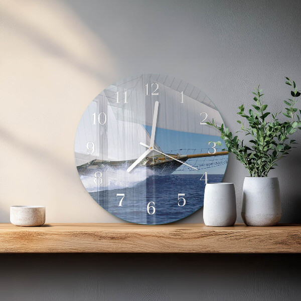 Ronde glazen klok Zeilboot