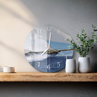 Ronde glazen klok Zeilboot