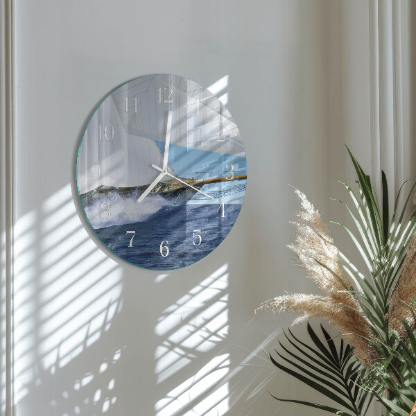 Ronde glazen klok Zeilboot