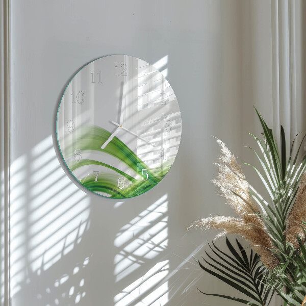 Ronde glazen klok Abstracte golf