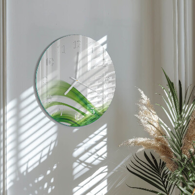 Ronde glazen klok Abstracte golf