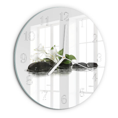 Ronde glazen klok Zen-stenen