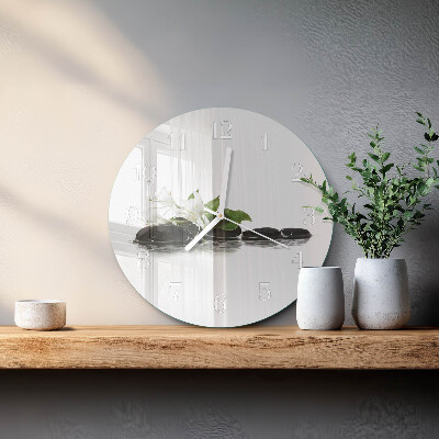Ronde glazen klok Zen-stenen