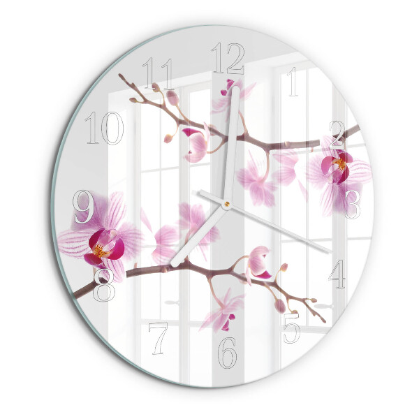Ronde glazen klok Orchidee