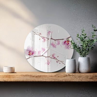 Ronde glazen klok Orchidee
