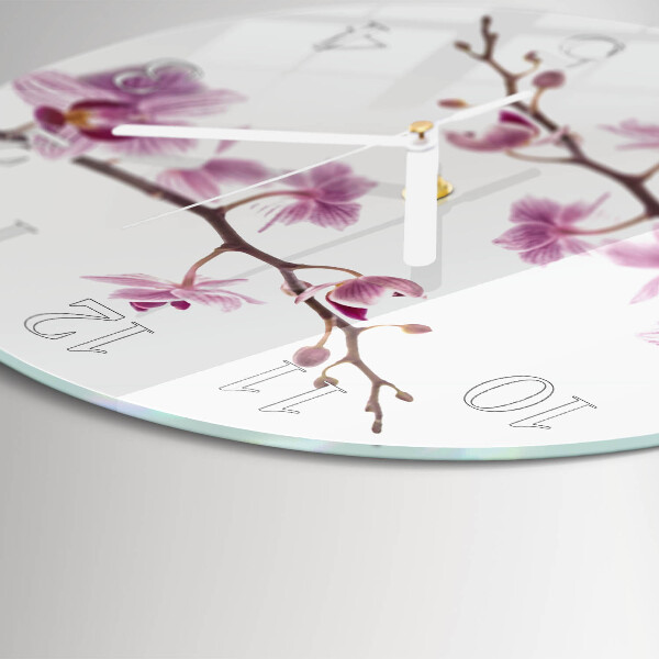 Ronde glazen klok Orchidee