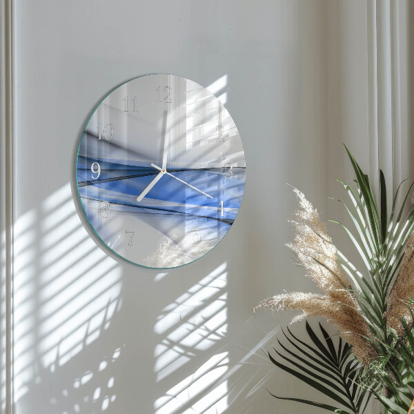 Ronde glazen klok Abstracte lijnen