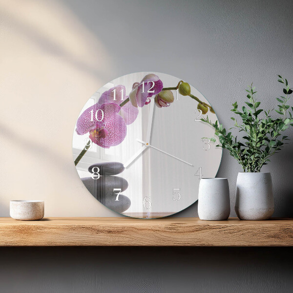 Ronde glazen klok Orchidee
