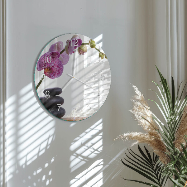Ronde glazen klok Orchidee