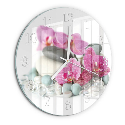 Ronde glazen klok Orchideeën