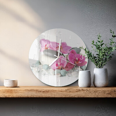Ronde glazen klok Orchideeën