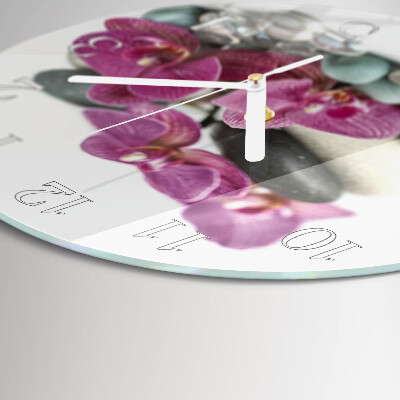 Ronde glazen klok Orchideeën