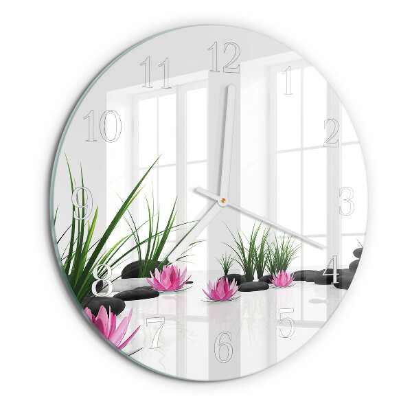Ronde glazen klok Lotusbloem