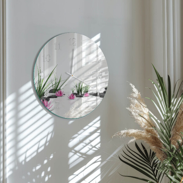 Ronde glazen klok Lotusbloem