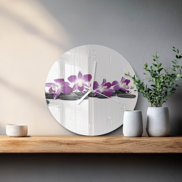 Ronde glazen klok Orchidee