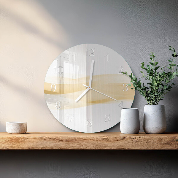 Ronde glazen klok Abstracte golf