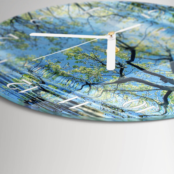 Ronde glazen klok Bomen Water
