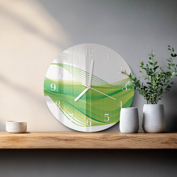 Ronde glazen klok Abstracte lijnen