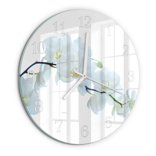 Ronde glazen klok Orchidee