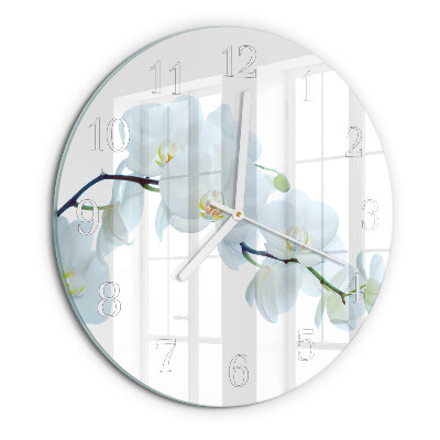 Ronde glazen klok Orchidee