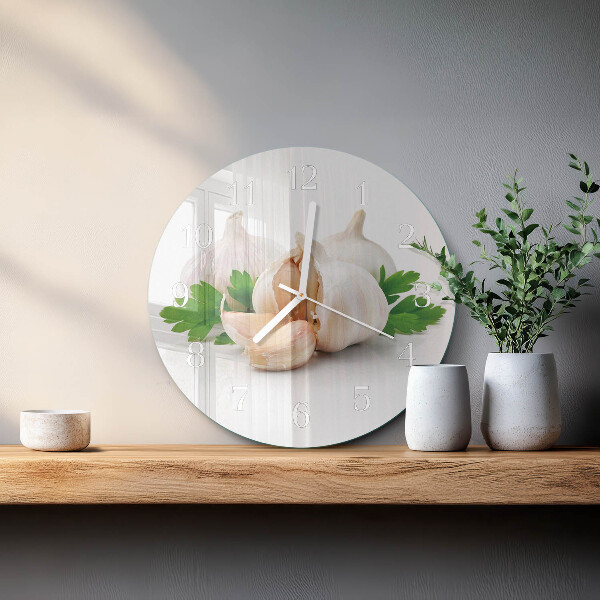 Ronde glazen klok Knoflook