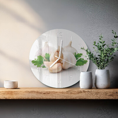 Ronde glazen klok Knoflook
