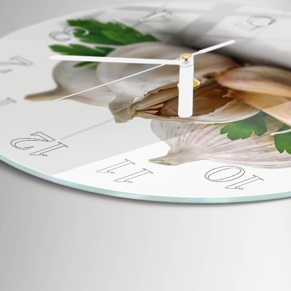 Ronde glazen klok Knoflook