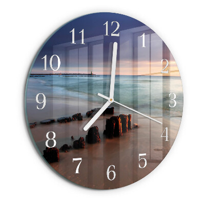 Ronde glazen klok Strand Zee
