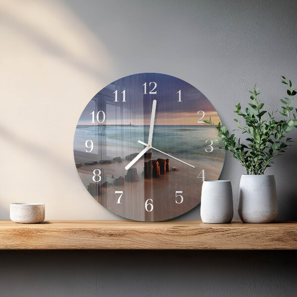 Ronde glazen klok Strand Zee