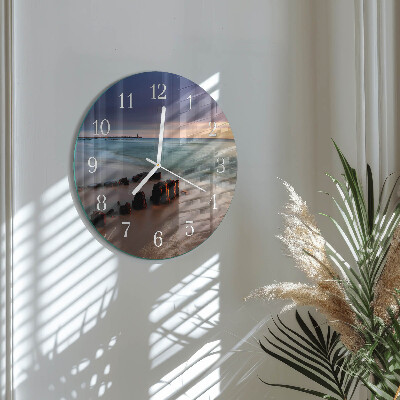 Ronde glazen klok Strand Zee