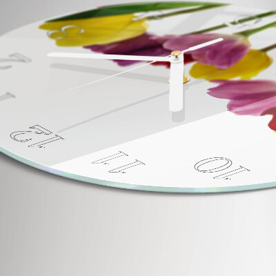 Ronde glazen klok Kleurrijke tulpen