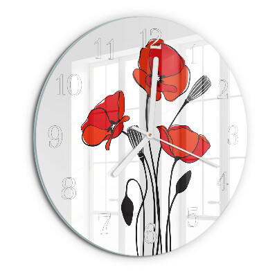 Ronde glazen klok Papaver