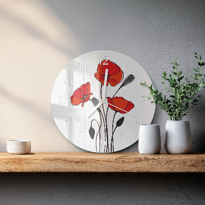 Ronde glazen klok Papaver