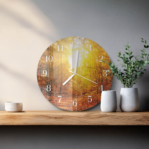 Ronde glazen klok Herfstbos