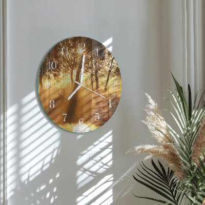 Ronde glazen klok Bomen Mist