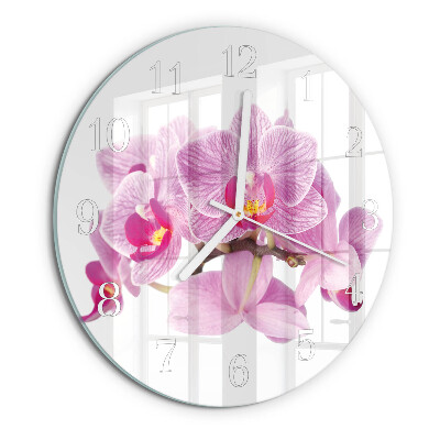 Ronde glazen klok Orchideeën