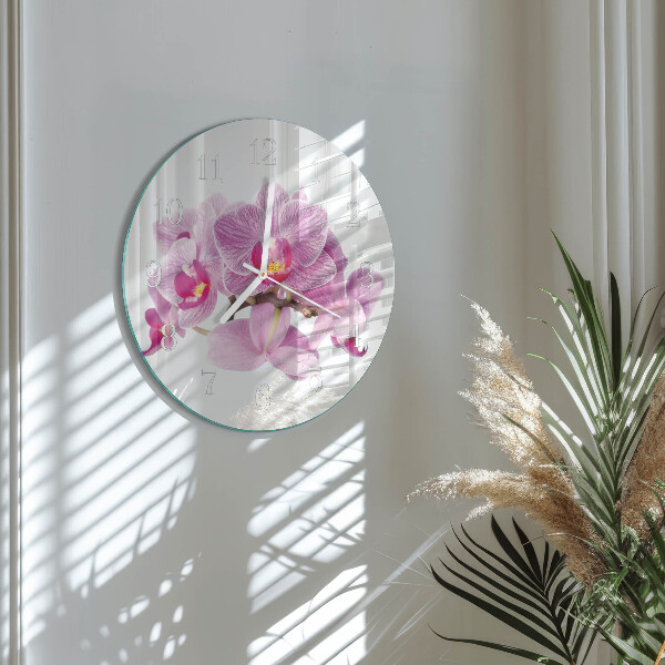 Ronde glazen klok Orchideeën